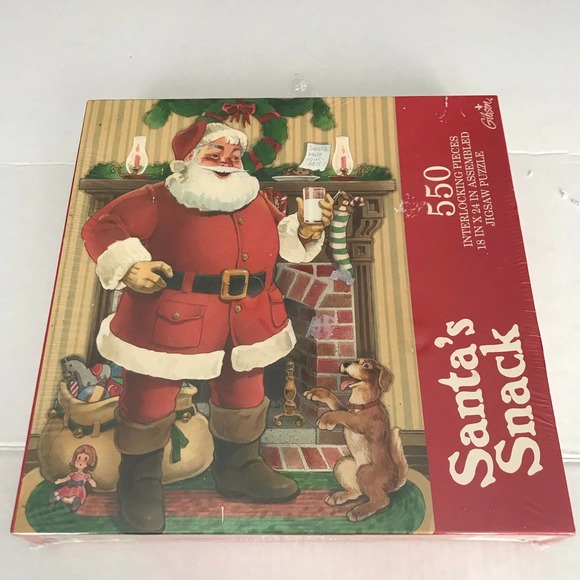 1996 Vintage Gibson Santa's Snack 550 Piece Still in Cellophane Wrapping NEW $25 - Picture 2 of 5